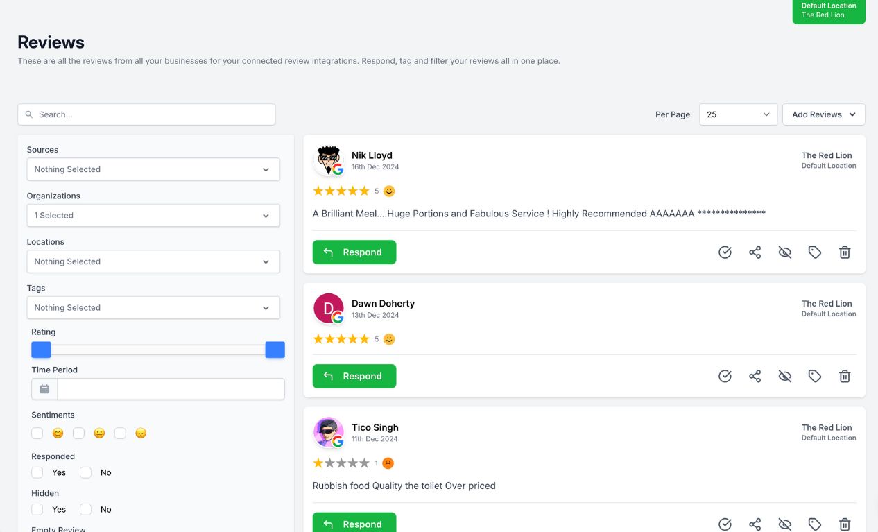 centralize all reviews